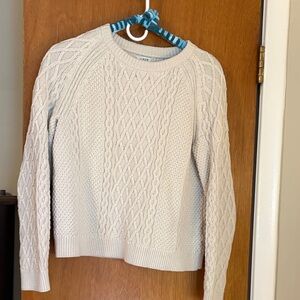 J. Crew Cream Cable-Knit Crewneck Sweater